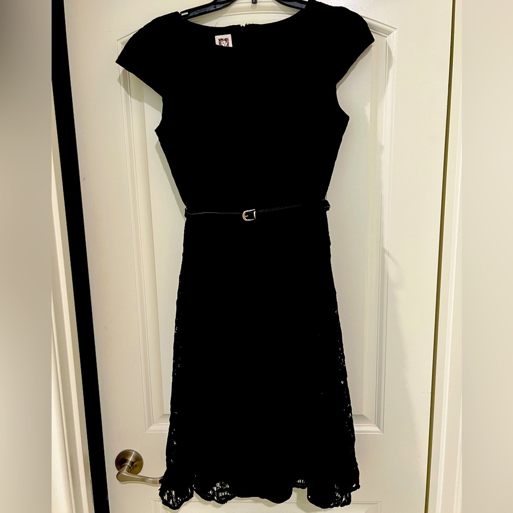 Anne Klein Black Scoop Neck Dress